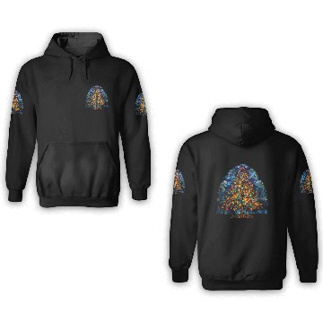 Discover Stained Glass Christmas Tree 3D Hoodies