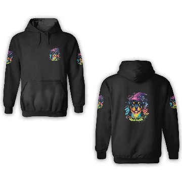 Discover Colorful Kawaii Rottweiler Wizard 3D Hoodies