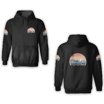 Discover A muscle car cruisingon a coastal road. 3D Hoodies