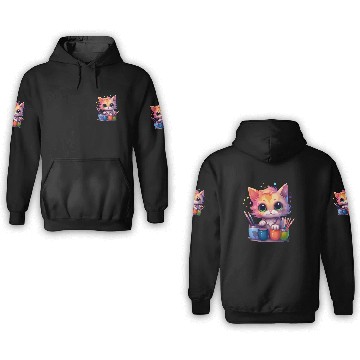 Discover cute painting cat 3D Hoodies