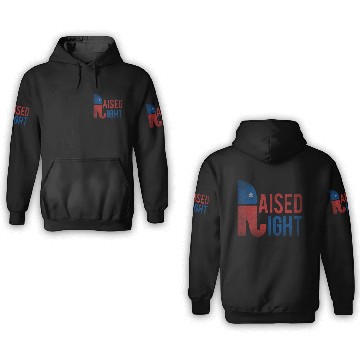 Discover Raised Right Republican 3D Hoodies