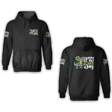 Discover Happy St Patrick's Day Pat T Rex Dinosaur 3D Hoodies