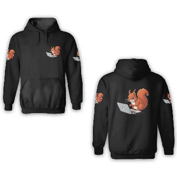 Discover Squirrel on laptop 3D Hoodies