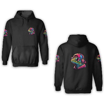 Discover Cool gecko lizard with dj headphones 3D Hoodies
