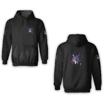 Discover Wolf with paint splatters on it's face 3D Hoodies