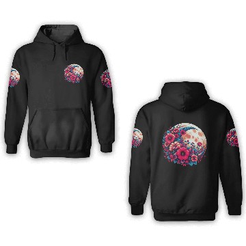 Discover Floral Moon - Crescent Moon Wildflower Botanical 3D Hoodies