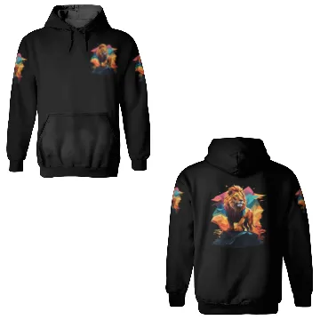 Discover Fantasy Majestic Colourful Lion Polygon Art Design 3D Hoodies