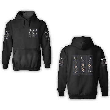 Discover Moon phases with wild flowers and constellations 3D Hoodies