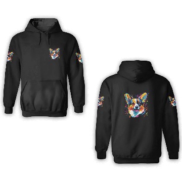 Discover Watercolor Colorful Corgi 3D Hoodies