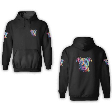 Discover Watercolor Colorful American Pit Bull Terrier 3D Hoodies