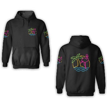Discover 80s Vintage Miami Retro Neon Pink Flamingo 3D Hoodies