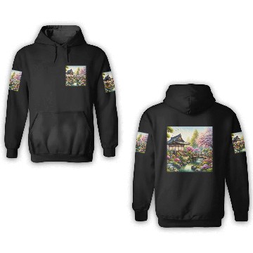 Discover Spring Serenity in Japanese Garden 3D Hoodies