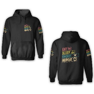 Discover Eat sleep cricket repeat hobby 3D Hoodies