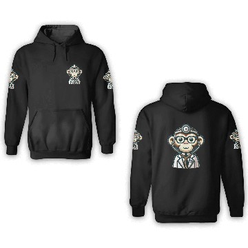 Discover Cute Monkey Doctor 3D Hoodies