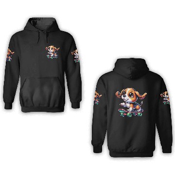 Discover Beagle skateboarder comic cartoon dog 3D Hoodies