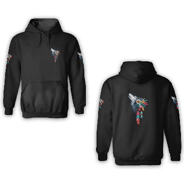 Discover Howling Wolf Native American Style Design 3D Hoodies