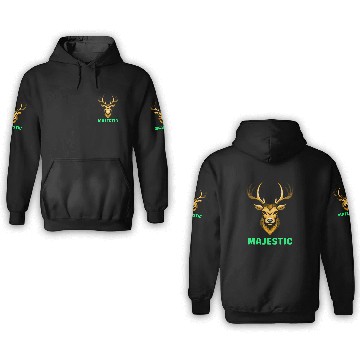 Discover Black and Yellow Illustrative Deer Animal Logo 3D Hoodies