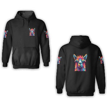 Discover Watercolor Colorful Llama Colorful Animals 3D Hoodies