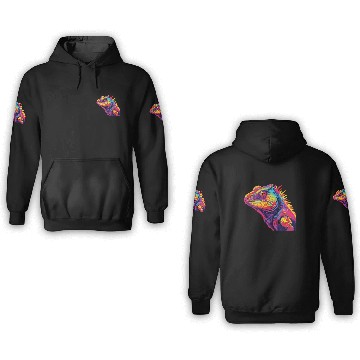 Discover Watercolor Colorful Chameleon Colorful Animals 3D Hoodies