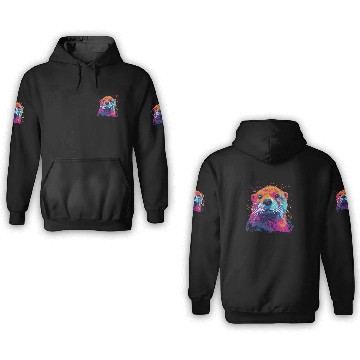 Discover Watercolor Colorful Otter Colorful Animals 3D Hoodies