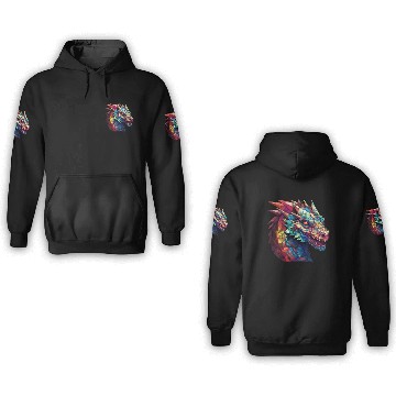 Discover Cerulean Coil: The Stained Glass Dragon 3D Hoodies