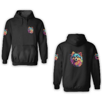 Discover Watercolor Colorful Pomeranian 3D Hoodies
