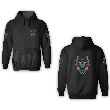 Discover Wolf Tattoo Colorful 3D Hoodies