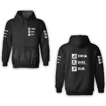 Discover Swim Bike Run 3D Hoodies