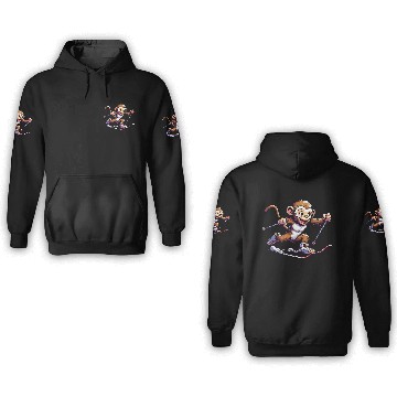 Discover Monkey Chimpanzee Skier Winter Vacation Design 3D Hoodies