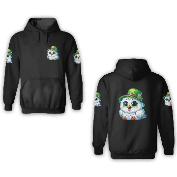 Discover St. Patrick's Cute Snowy Owl 3D Hoodies
