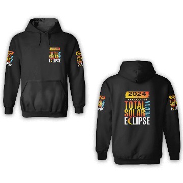 Discover 2024 April 8 Total Solar Eclipse INDIANA 3D Hoodies