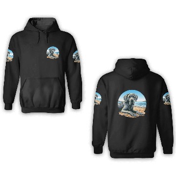 Discover Great Dane On The Beach Drawing 3D Hoodies