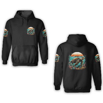 Discover turtle swimming on the seabed 2 3D Hoodies