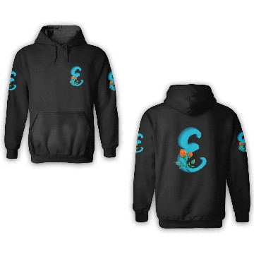 Discover Three dimensional capital letter E rose monogram 3D Hoodies