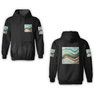 Discover Teal Agate Geode Stone 3D Hoodies