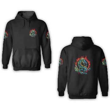Discover Angry Japanese Dragon 3D Hoodies