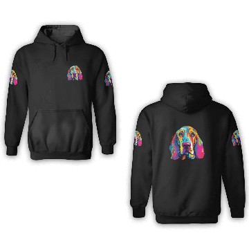 Discover Watercolor Colorful Basset Hound 3D Hoodies