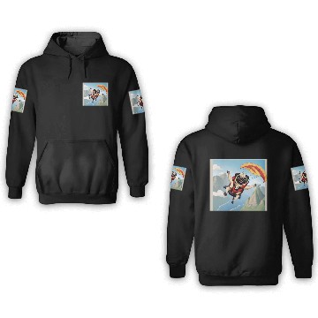 Discover A pug skydiving 3D Hoodies