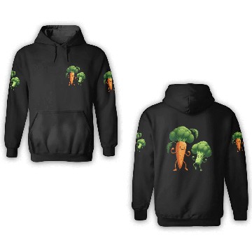 Discover Carrot Dancing with Broccoli 3D Hoodies