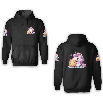 Discover Unicorn Enjoying a Cookie 3D Hoodies