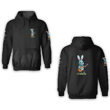 Discover Rabbit playing guitar 3D Hoodies