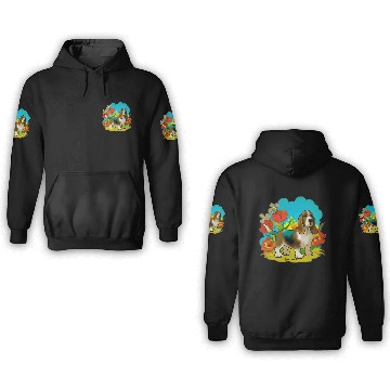 Discover A sweet basset hound dog 3D Hoodies