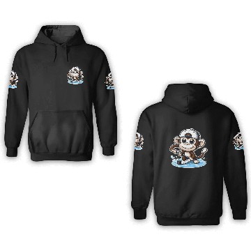 Discover Funny Monkey Playing Hockey Ice 3D Hoodies