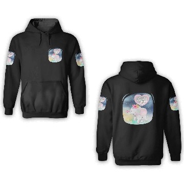 Discover Lovely Elephant And Bird Walking Up Using Balloon 3D Hoodies