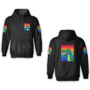 Discover Rainbow dinosaur 3D Hoodies
