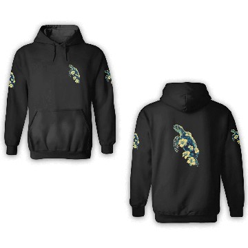 Discover Nature Inspired Floral Sea Turtle with Tropical Fl 3D Hoodies