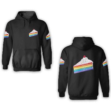 Discover Piece of rainbow cake with cream and cherry 3D Hoodies