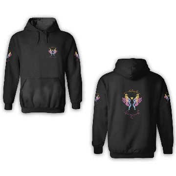 Discover Neon angel wings with a crown 3D Hoodies