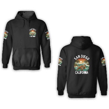 Discover California Beach, San Diego Sea Turtle Beach 3D Hoodies