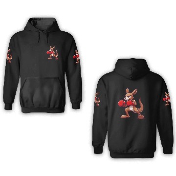 Discover Ring Champ Kangaroo: Boxing Bound 3D Hoodies